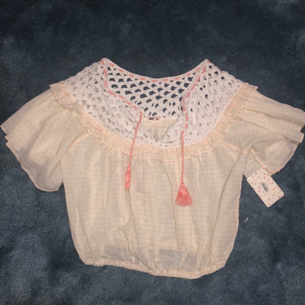 Free People White Peach Beachy Shirt